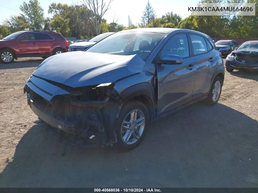 2021 Hyundai Kona Se VIN: KM8K1CAA4MU664696 Lot: 40568036