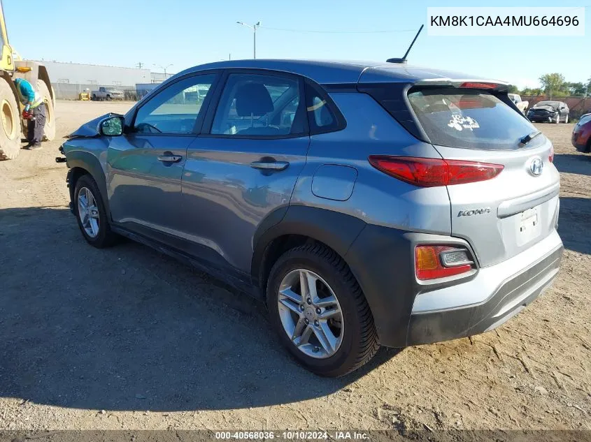 2021 Hyundai Kona Se VIN: KM8K1CAA4MU664696 Lot: 40568036