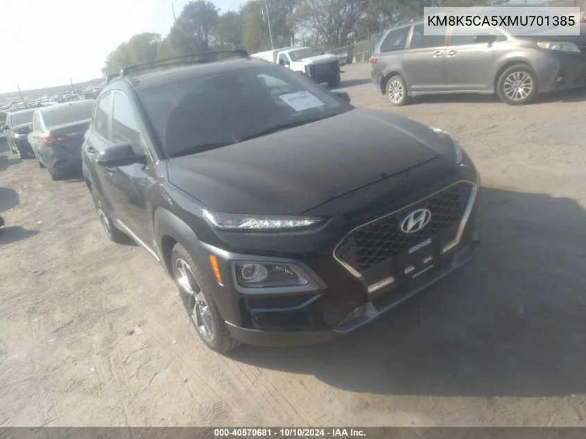 2021 Hyundai Kona Ultimate VIN: KM8K5CA5XMU701385 Lot: 40570681