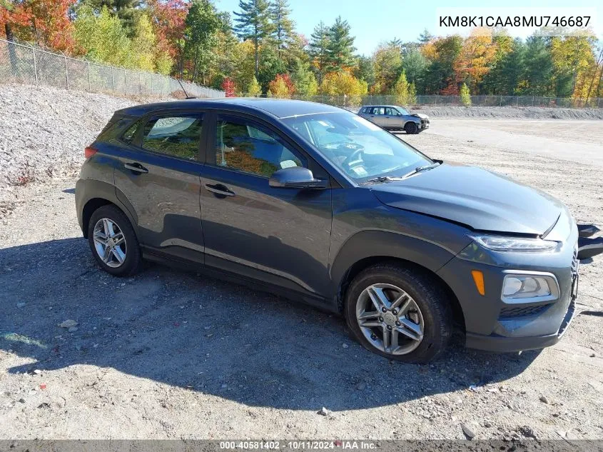 2021 Hyundai Kona Se VIN: KM8K1CAA8MU746687 Lot: 40581402