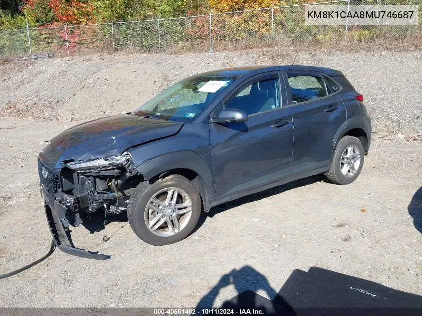 2021 Hyundai Kona Se VIN: KM8K1CAA8MU746687 Lot: 40581402