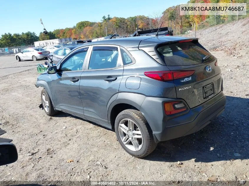 2021 Hyundai Kona Se VIN: KM8K1CAA8MU746687 Lot: 40581402