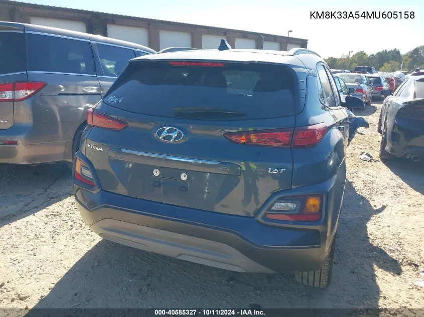 2021 Hyundai Kona Limited VIN: KM8K33A54MU605158 Lot: 40585327