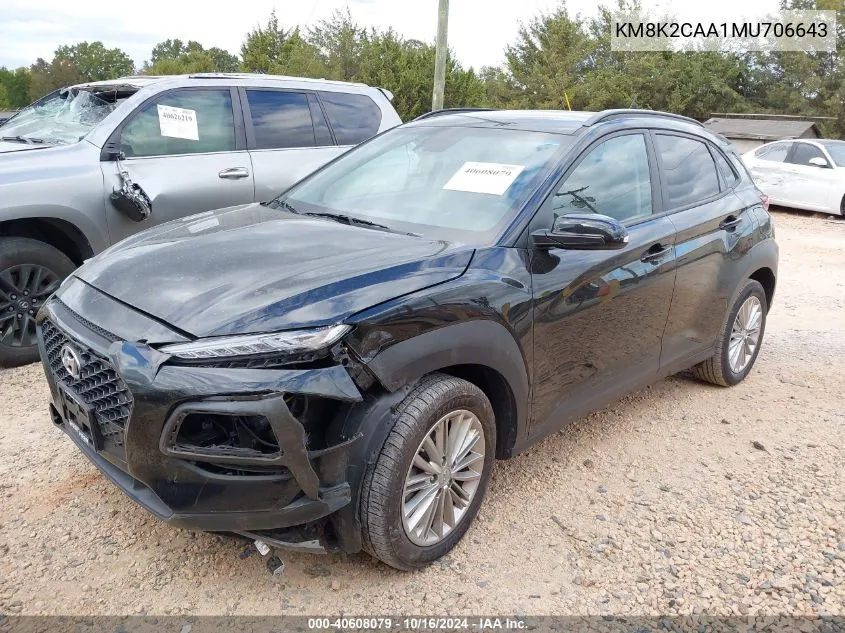 2021 Hyundai Kona Sel VIN: KM8K2CAA1MU706643 Lot: 40608079