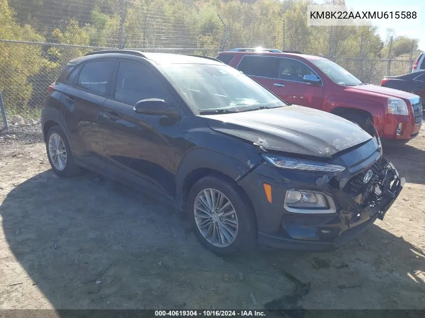 2021 Hyundai Kona Sel VIN: KM8K22AAXMU615588 Lot: 40619304