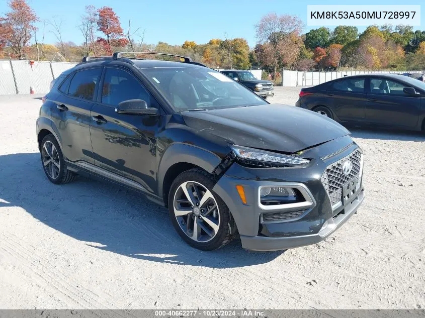 2021 Hyundai Kona Ultimate VIN: KM8K53A50MU728997 Lot: 40662277