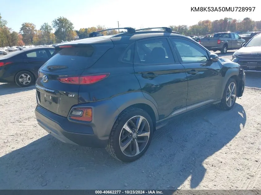 2021 Hyundai Kona Ultimate VIN: KM8K53A50MU728997 Lot: 40662277