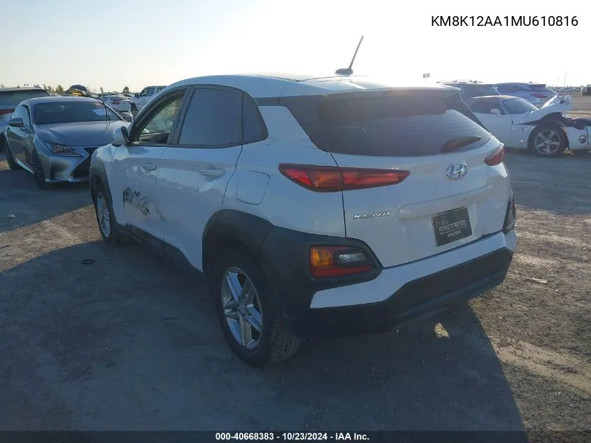 KM8K12AA1MU610816 2021 Hyundai Kona Se