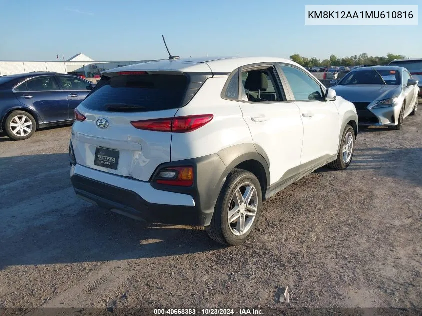 KM8K12AA1MU610816 2021 Hyundai Kona Se