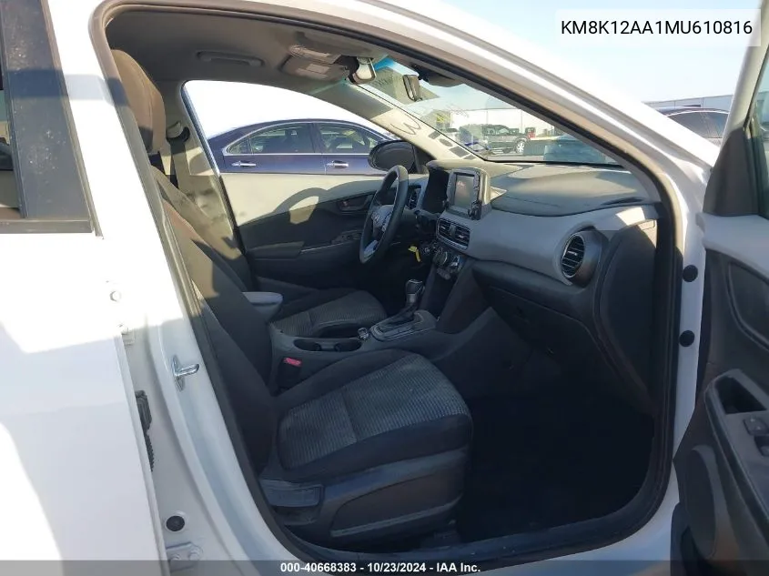 2021 Hyundai Kona Se VIN: KM8K12AA1MU610816 Lot: 40668383