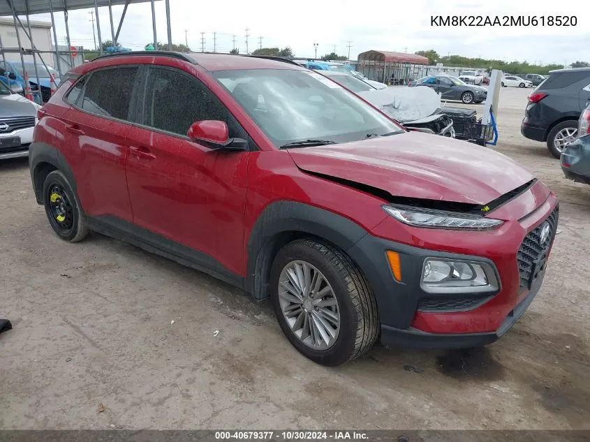 2021 Hyundai Kona Sel VIN: KM8K22AA2MU618520 Lot: 40679377