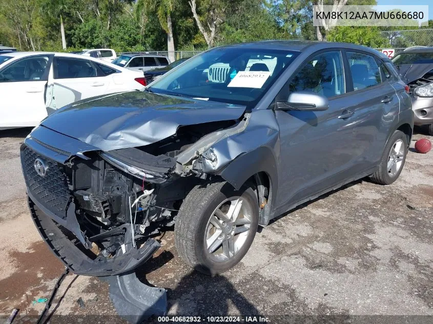 2021 Hyundai Kona Se VIN: KM8K12AA7MU666680 Lot: 40682932