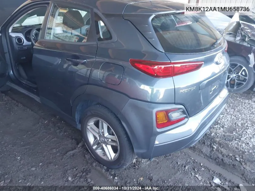 2021 Hyundai Kona Se VIN: KM8K12AA1MU658736 Lot: 40686034