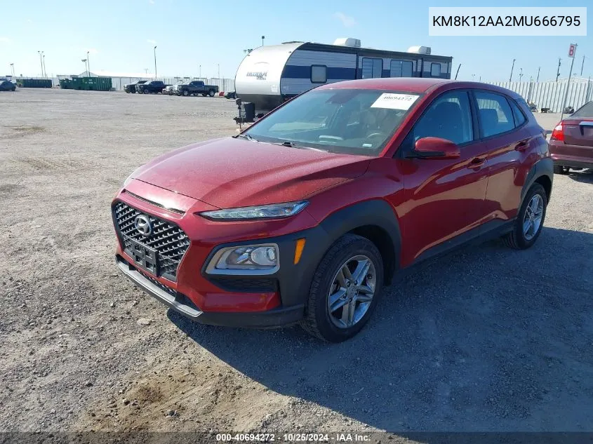 2021 Hyundai Kona Se VIN: KM8K12AA2MU666795 Lot: 40694272