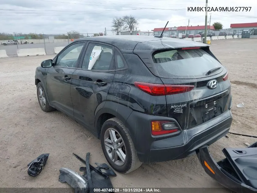 2021 Hyundai Kona Se VIN: KM8K12AA9MU627797 Lot: 40740128