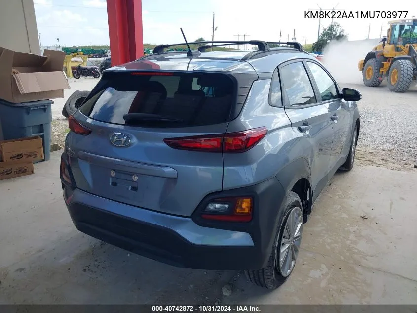 2021 Hyundai Kona Sel VIN: KM8K22AA1MU703977 Lot: 40742872