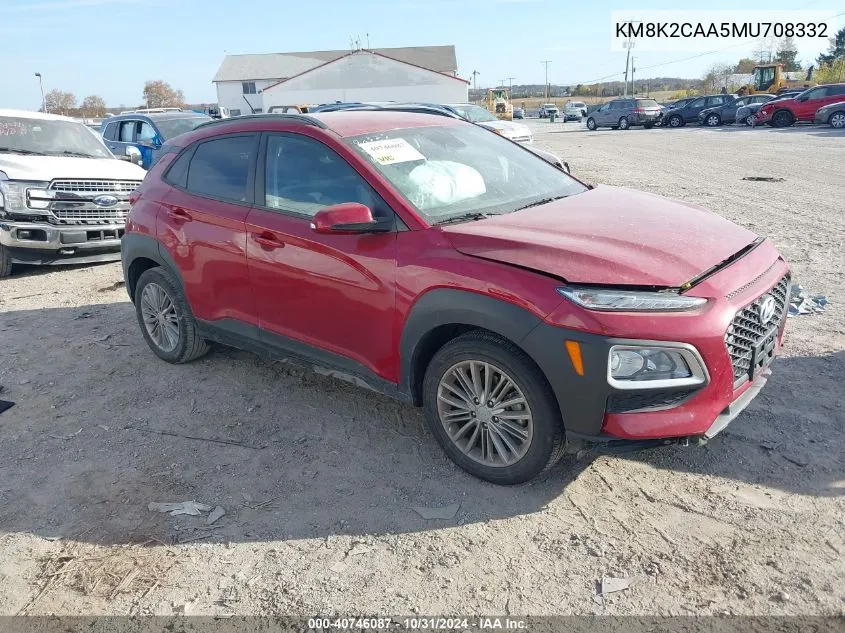 2021 Hyundai Kona Sel VIN: KM8K2CAA5MU708332 Lot: 40746087