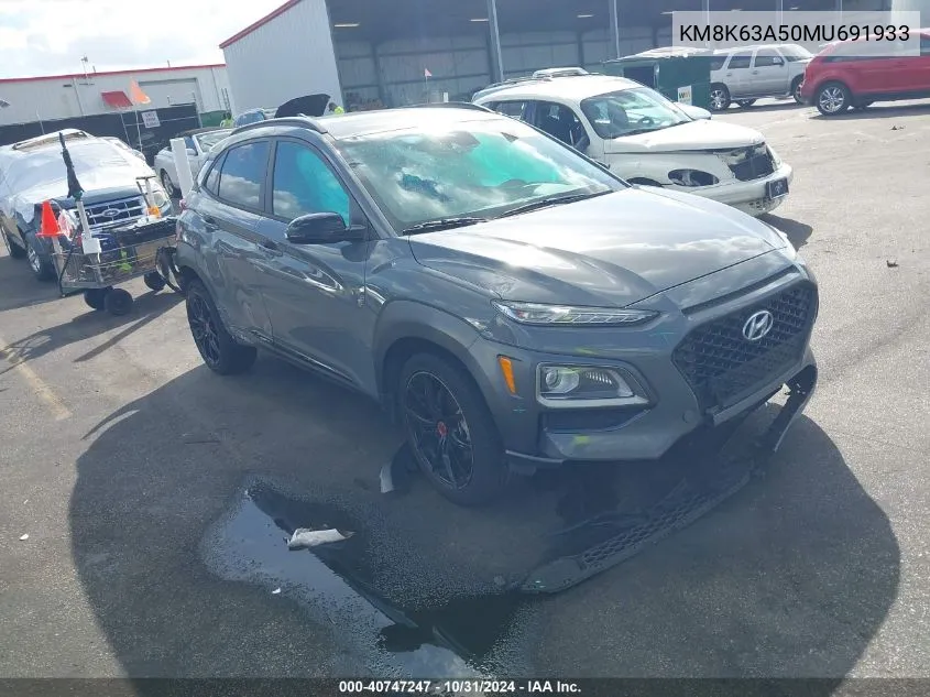 2021 Hyundai Kona Night VIN: KM8K63A50MU691933 Lot: 40747247