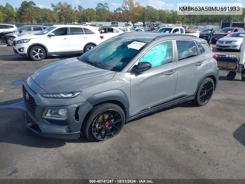 2021 Hyundai Kona Night VIN: KM8K63A50MU691933 Lot: 40747247