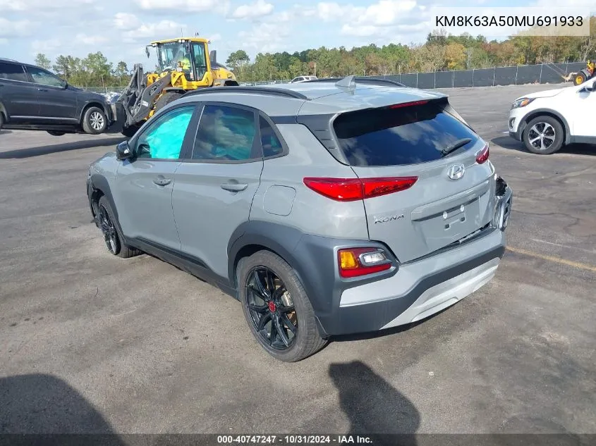 2021 Hyundai Kona Night VIN: KM8K63A50MU691933 Lot: 40747247