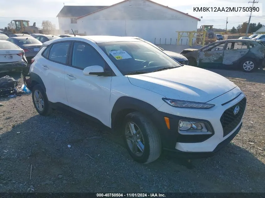 2021 Hyundai Kona Se VIN: KM8K12AA2MU750390 Lot: 40750504