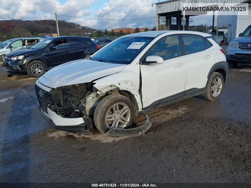 2021 Hyundai Kona Se VIN: KM8K1CAA0MU679325 Lot: 40751428