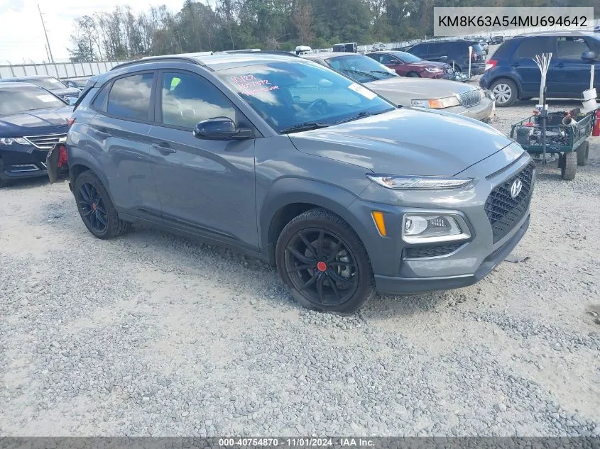 2021 Hyundai Kona Night VIN: KM8K63A54MU694642 Lot: 40754870