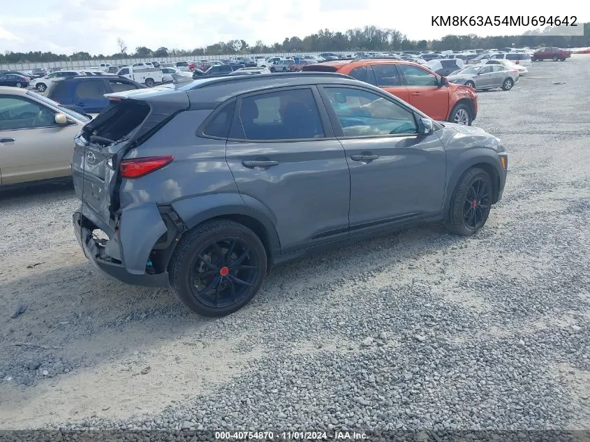 2021 Hyundai Kona Night VIN: KM8K63A54MU694642 Lot: 40754870