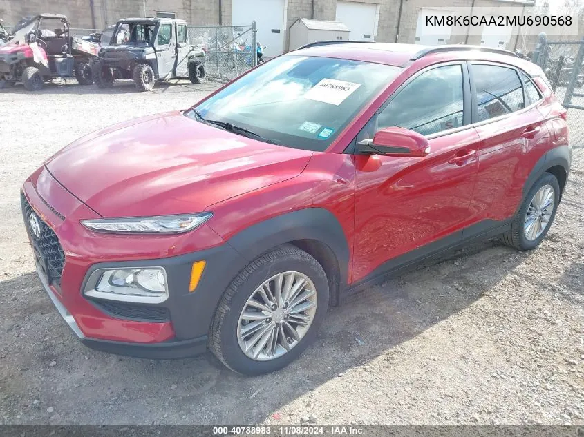 2021 Hyundai Kona Sel Plus VIN: KM8K6CAA2MU690568 Lot: 40788983