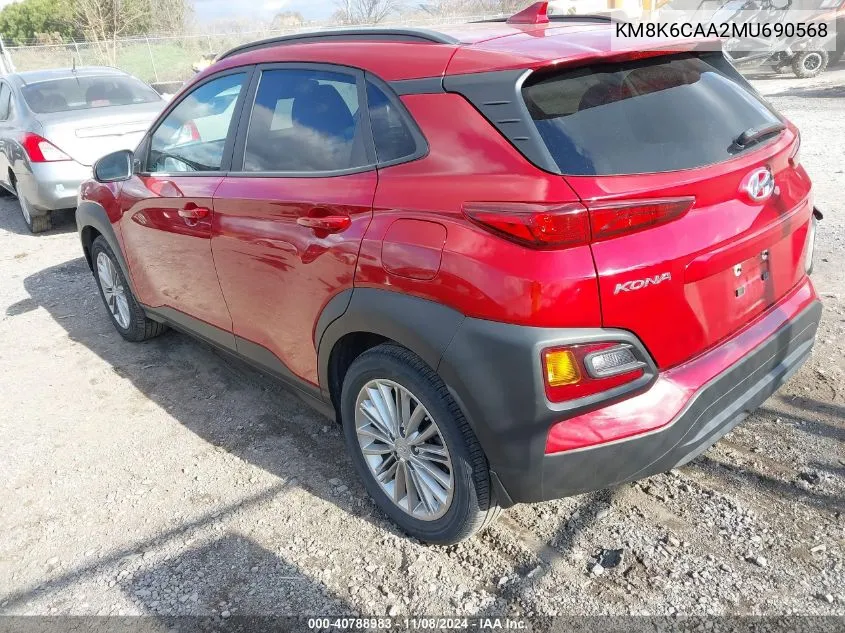 2021 Hyundai Kona Sel Plus VIN: KM8K6CAA2MU690568 Lot: 40788983