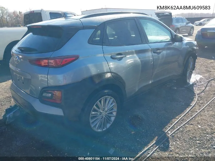 2021 Hyundai Kona Sel Plus VIN: KM8K62AA8MU609583 Lot: 40801154