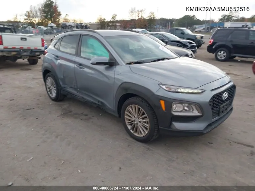 2021 Hyundai Kona Sel VIN: KM8K22AA5MU652516 Lot: 40805724