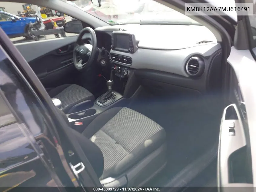 2021 Hyundai Kona Se VIN: KM8K12AA7MU616491 Lot: 40809729