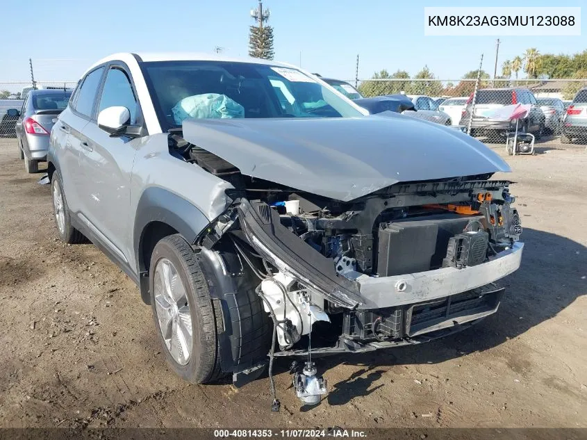 2021 Hyundai Kona Electric Sel VIN: KM8K23AG3MU123088 Lot: 40814353