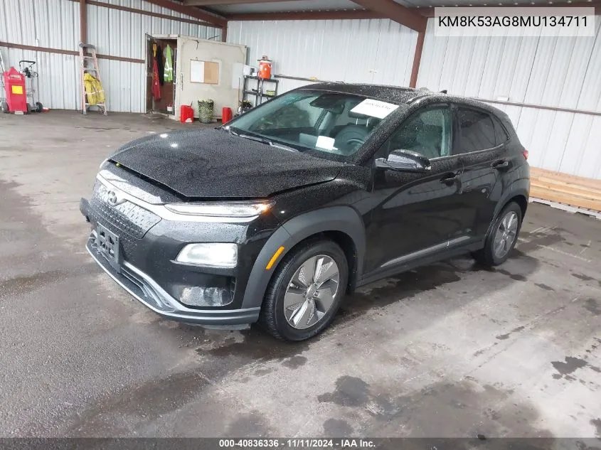 2021 Hyundai Kona Electric Ultimate VIN: KM8K53AG8MU134711 Lot: 40836336