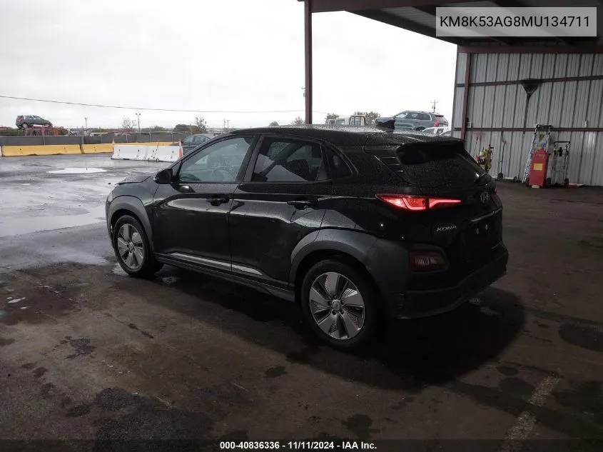 2021 Hyundai Kona Electric Ultimate VIN: KM8K53AG8MU134711 Lot: 40836336