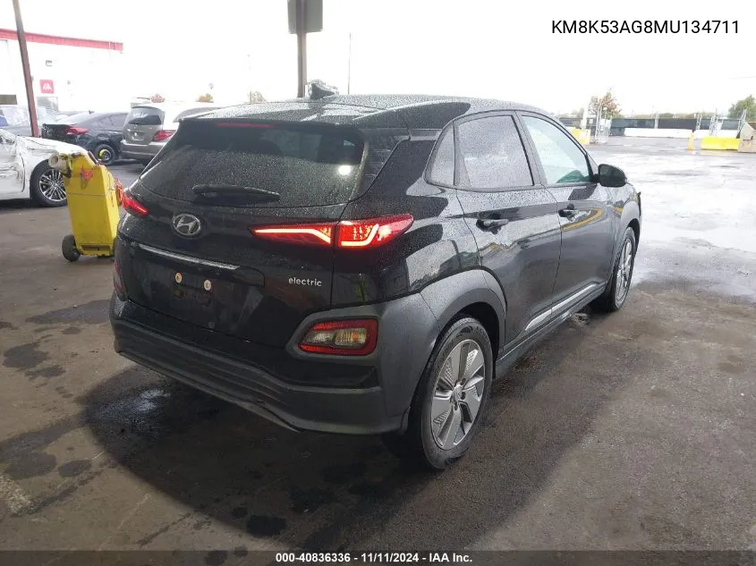 2021 Hyundai Kona Electric Ultimate VIN: KM8K53AG8MU134711 Lot: 40836336