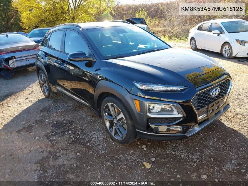 2021 Hyundai Kona Ultimate VIN: KM8K53A57MU618125 Lot: 40853932