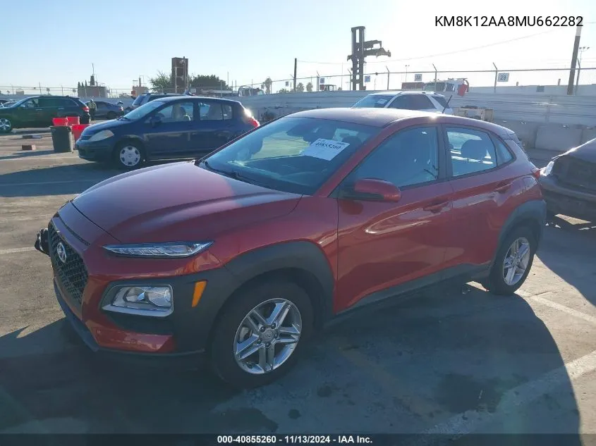 2021 Hyundai Kona Se VIN: KM8K12AA8MU662282 Lot: 40855260