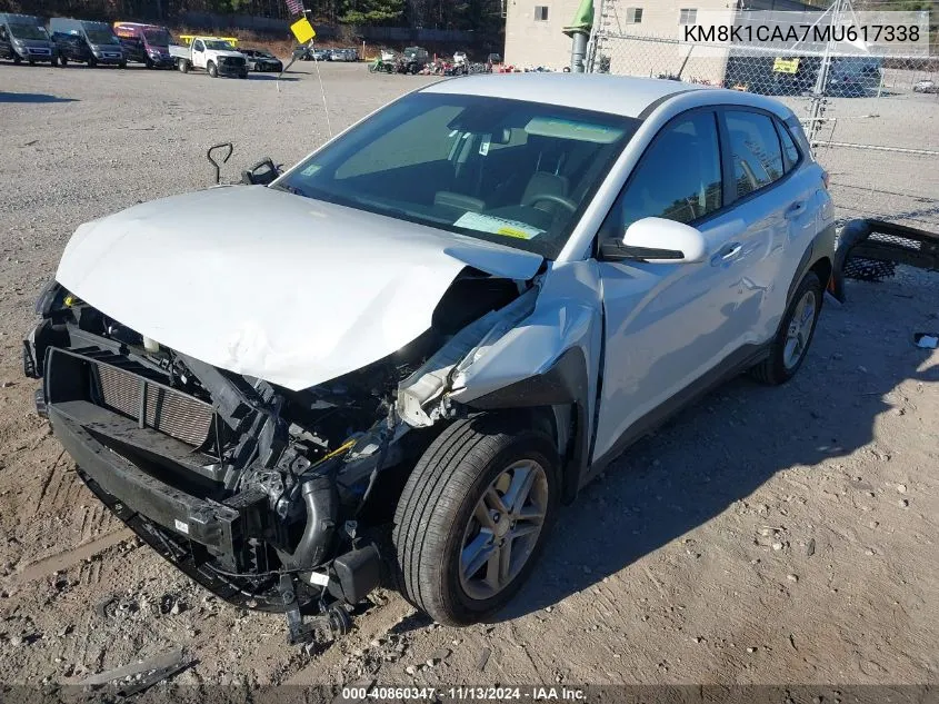 2021 Hyundai Kona Se VIN: KM8K1CAA7MU617338 Lot: 40860347