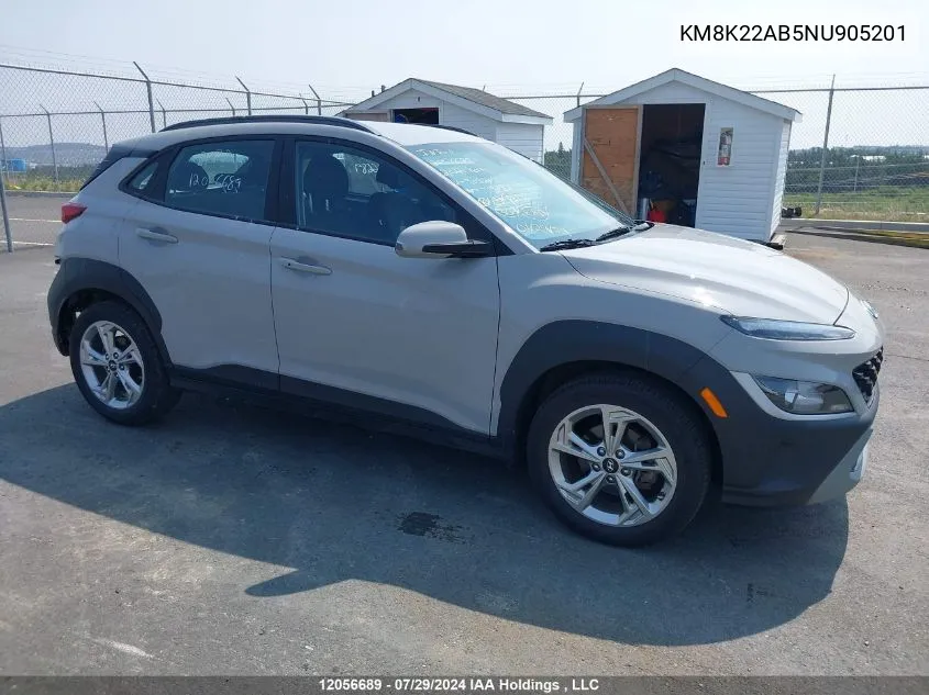 2022 Hyundai Kona Preferred VIN: KM8K22AB5NU905201 Lot: 12056689