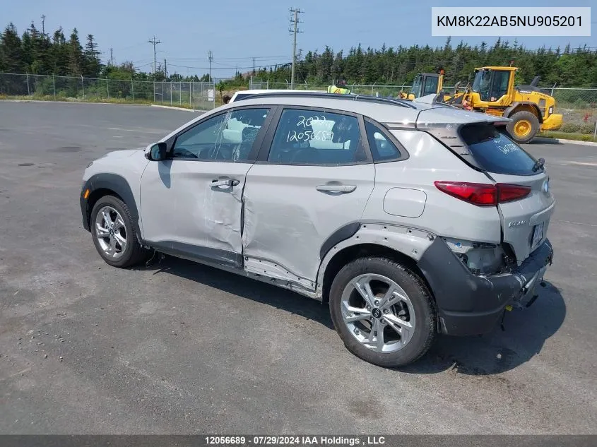 2022 Hyundai Kona Preferred VIN: KM8K22AB5NU905201 Lot: 12056689