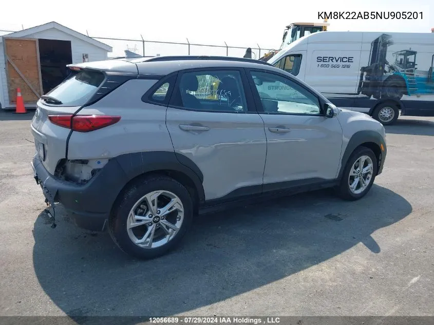 2022 Hyundai Kona Preferred VIN: KM8K22AB5NU905201 Lot: 12056689