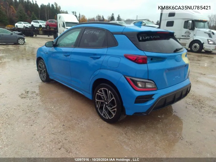 2022 Hyundai Kona Le N Line Awd VIN: KM8K6CA35NU785421 Lot: 12097016