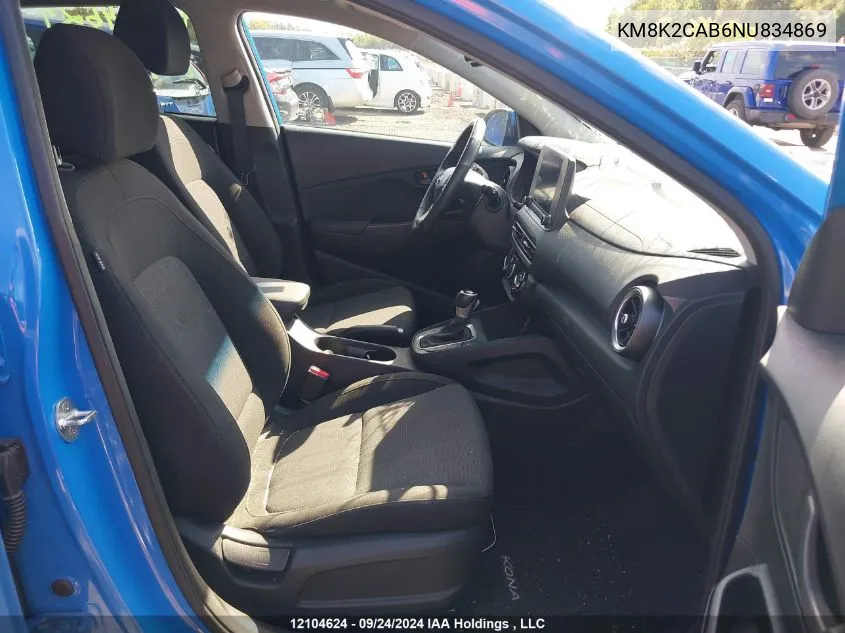 KM8K2CAB6NU834869 2022 Hyundai Kona