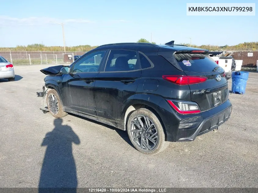 2022 Hyundai Kona VIN: KM8K5CA3XNU799298 Lot: 12116420