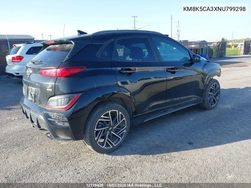 2022 Hyundai Kona VIN: KM8K5CA3XNU799298 Lot: 12116420