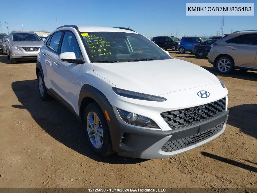 2022 Hyundai Kona Essential Awd VIN: KM8K1CAB7NU835483 Lot: 12125090