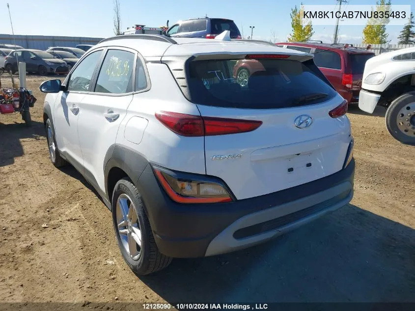 2022 Hyundai Kona Essential Awd VIN: KM8K1CAB7NU835483 Lot: 12125090