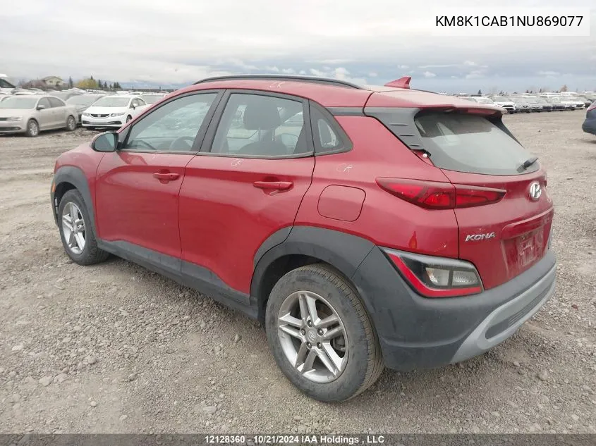 2022 Hyundai Kona Essential Awd Value Edition VIN: KM8K1CAB1NU869077 Lot: 12128360